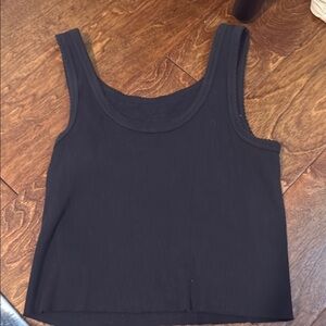 Brandy Melville Black Sleeveless Crop Tank Top with Scoop Neckline